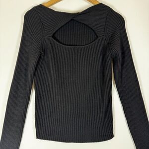 ASTR The Label Sweater Womens Large Black Ribbed Knit Long Sleeve Pullover